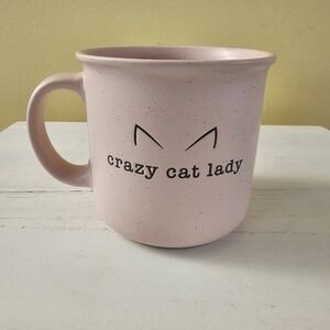 Winfred & Lily “Crazy Cat Lady” Oversized Pink Speckled Mug Cup – 4"x4"
